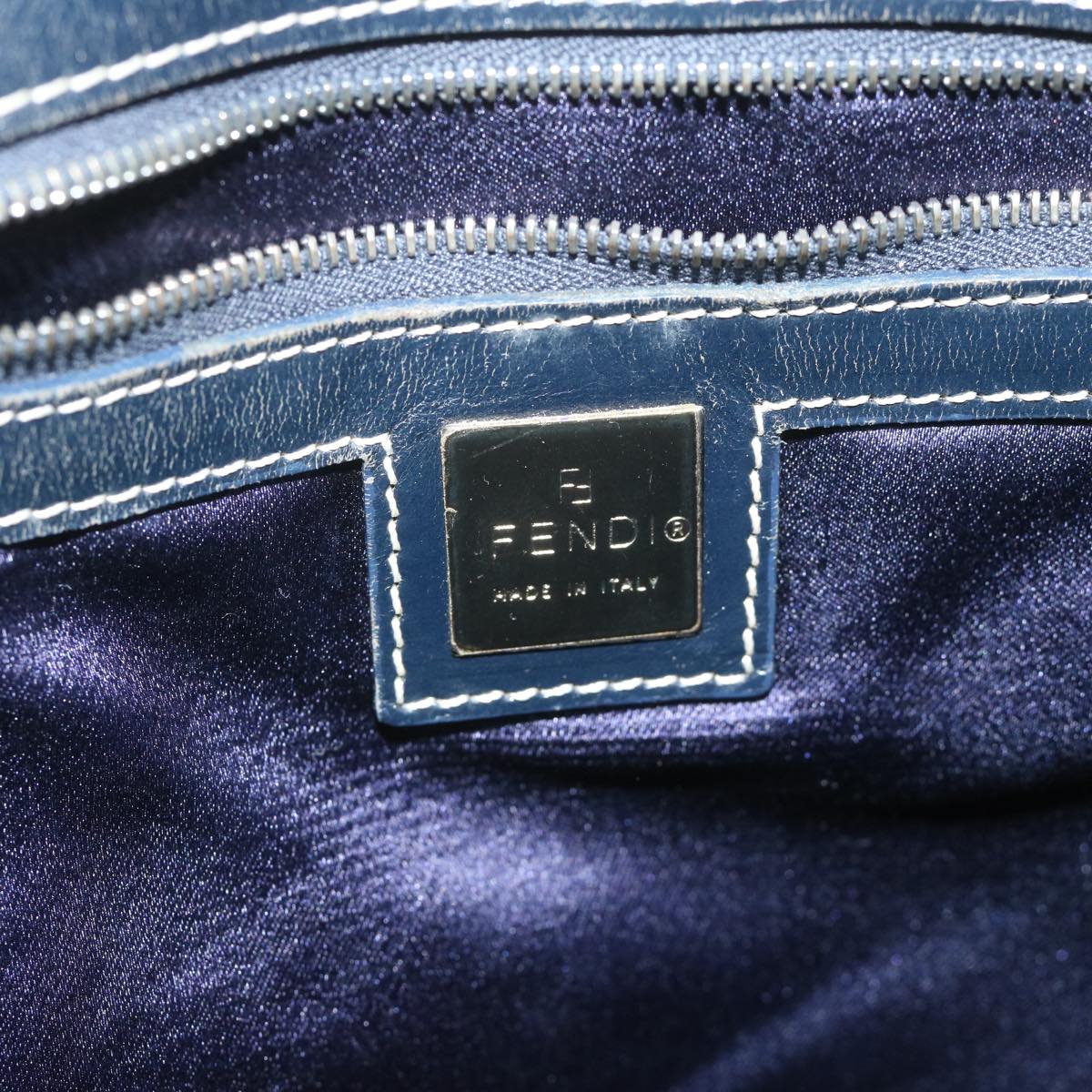 FENDI Zucchino Canvas Hand Bag Navy 63193