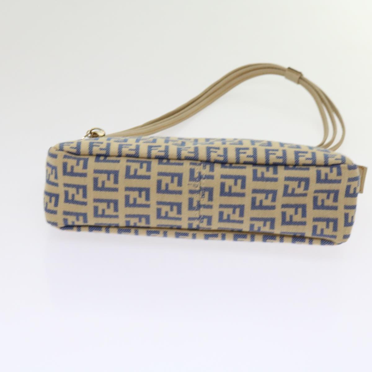 FENDI Zucchino Canvas Accessory Pouch Beige Blue 63286