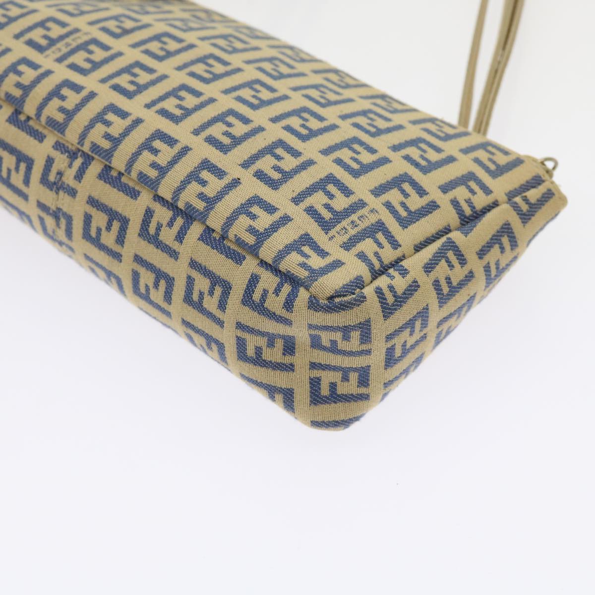 FENDI Zucchino Canvas Accessory Pouch Beige Blue 63286