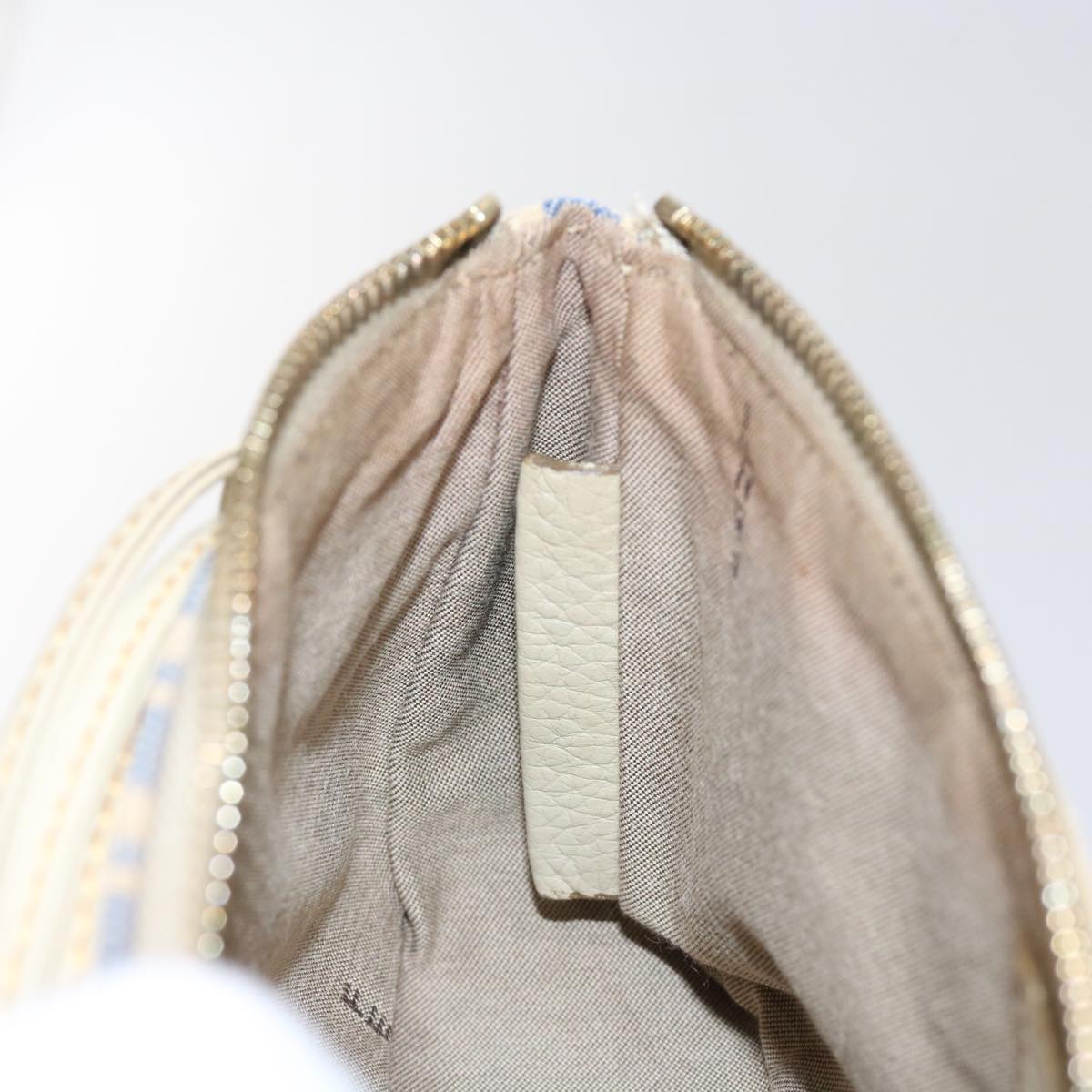 FENDI Zucchino Canvas Accessory Pouch Beige Blue 63286