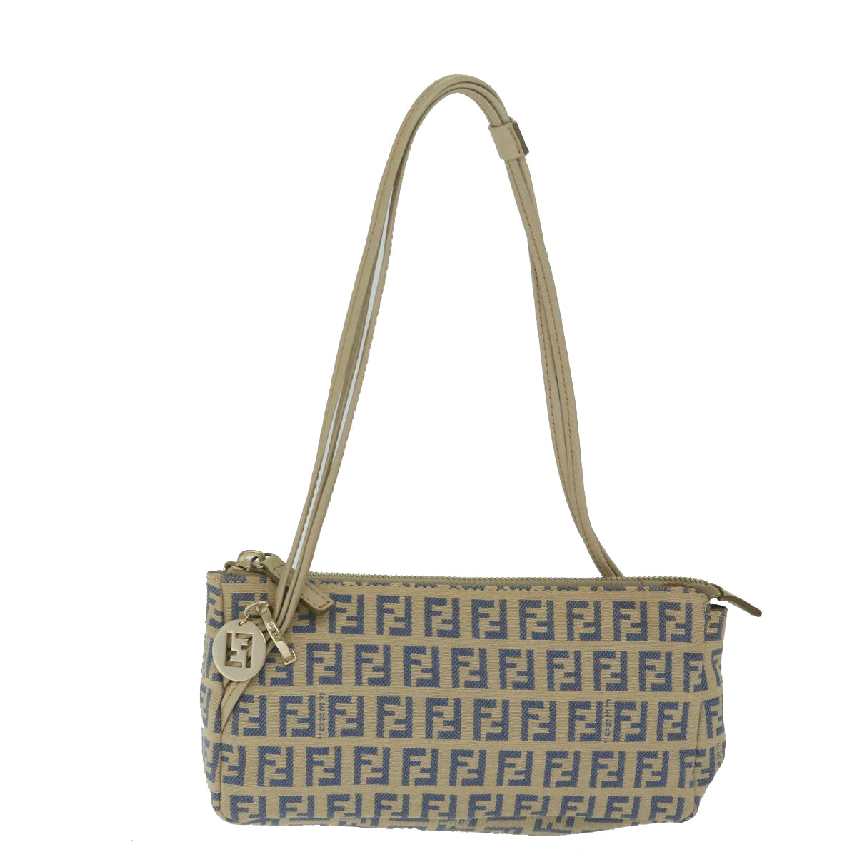 FENDI Zucchino Canvas Accessory Pouch Beige Blue 63286