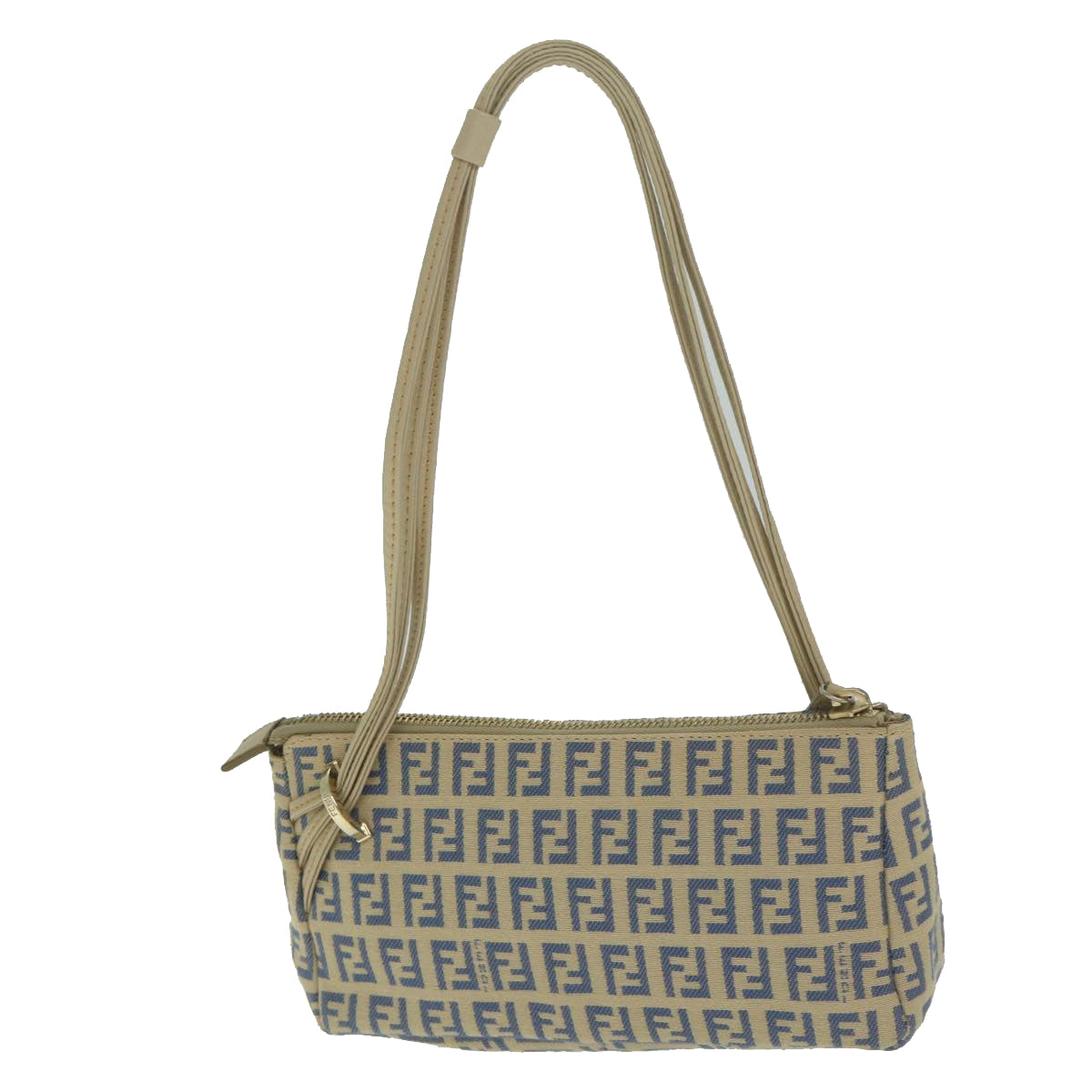FENDI Zucchino Canvas Accessory Pouch Beige Blue 63286