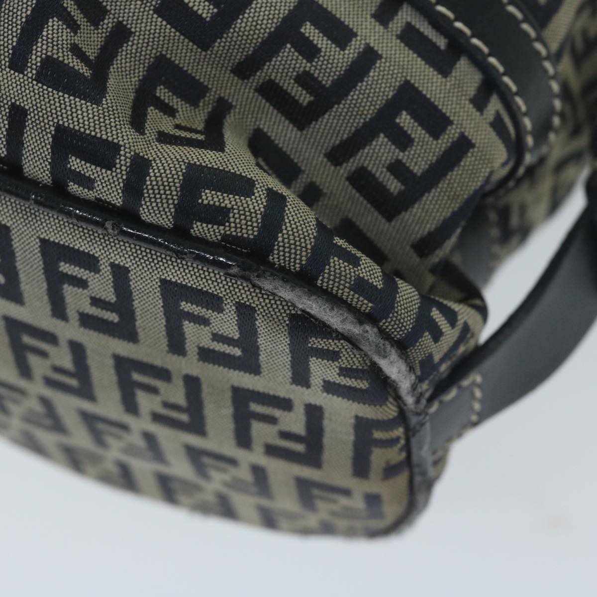 FENDI Zucchino Canvas Shoulder Bag Navy 63396
