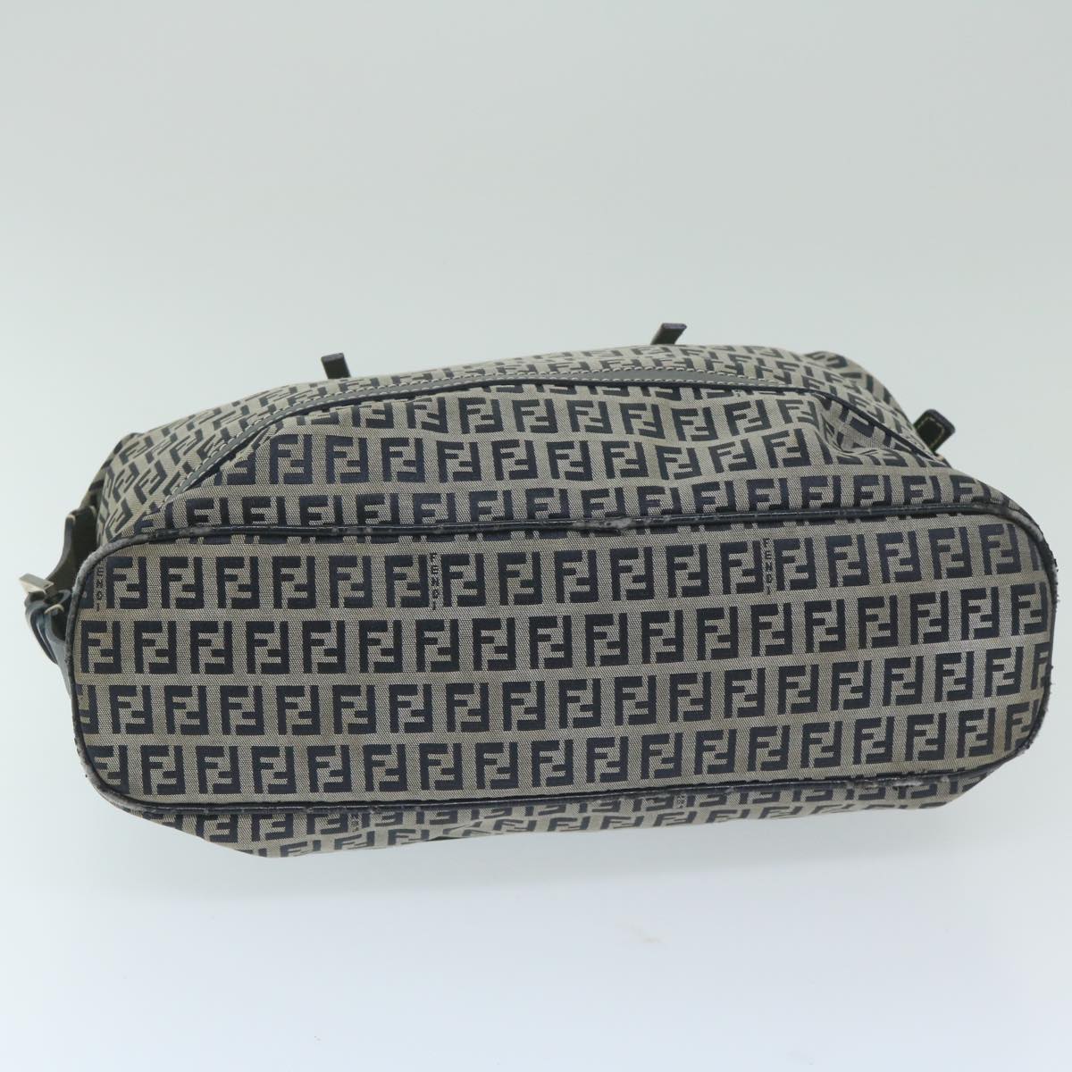 FENDI Zucchino Canvas Shoulder Bag Navy 63396