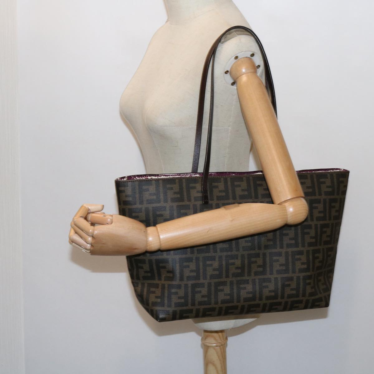 FENDI Zucca Canvas Tote Bag Black Brown 63397