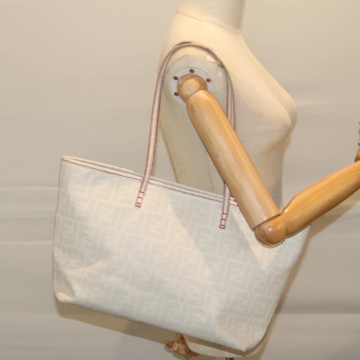 FENDI Zucca Canvas Tote Bag White 63448