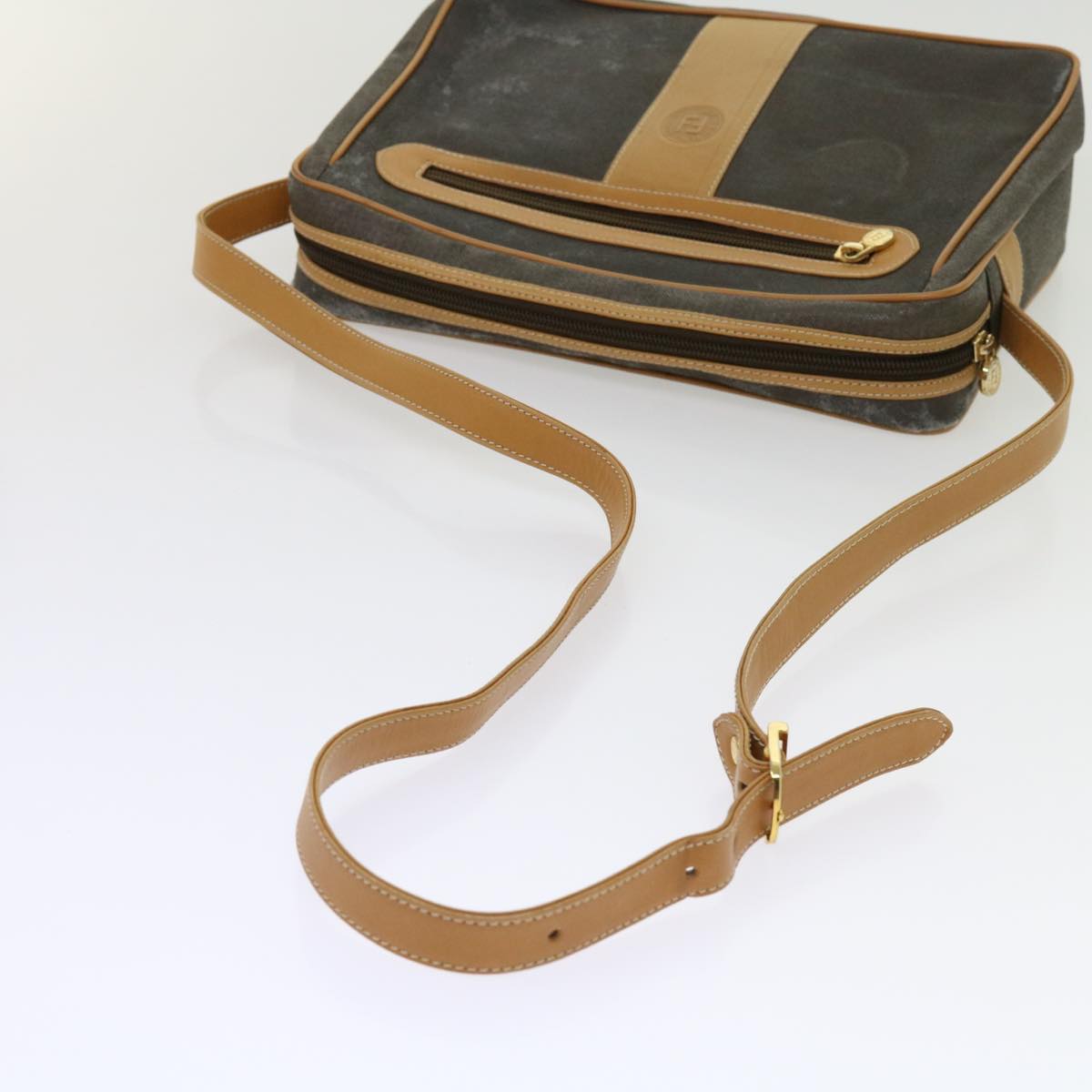 FENDI Shoulder Bag Nylon Brown 63467