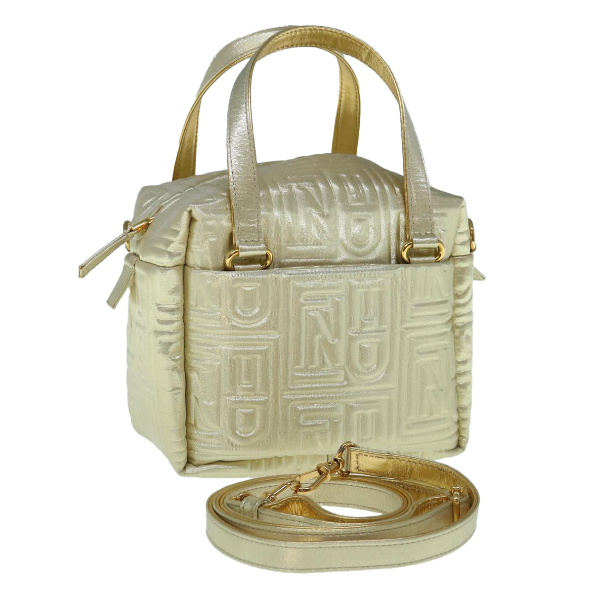 FENDI Hand Bag Nylon 2way Gold 63497A