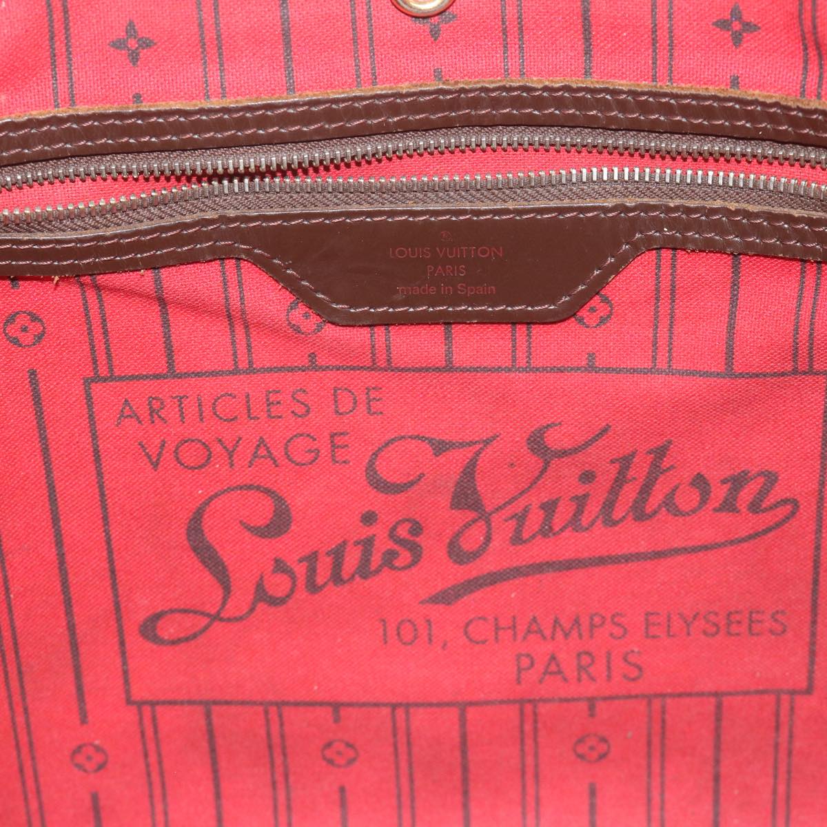LOUIS VUITTON Damier Ebene Neverfull MM Tote Bag N51105 LV 63524