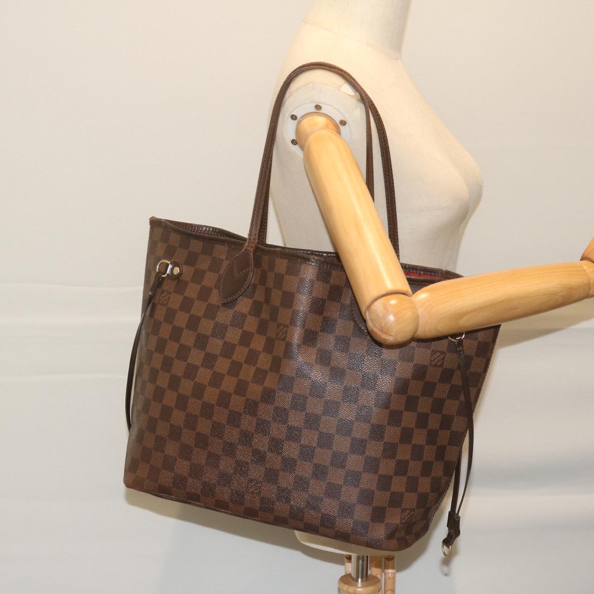 LOUIS VUITTON Damier Ebene Neverfull MM Tote Bag N51105 LV 63524