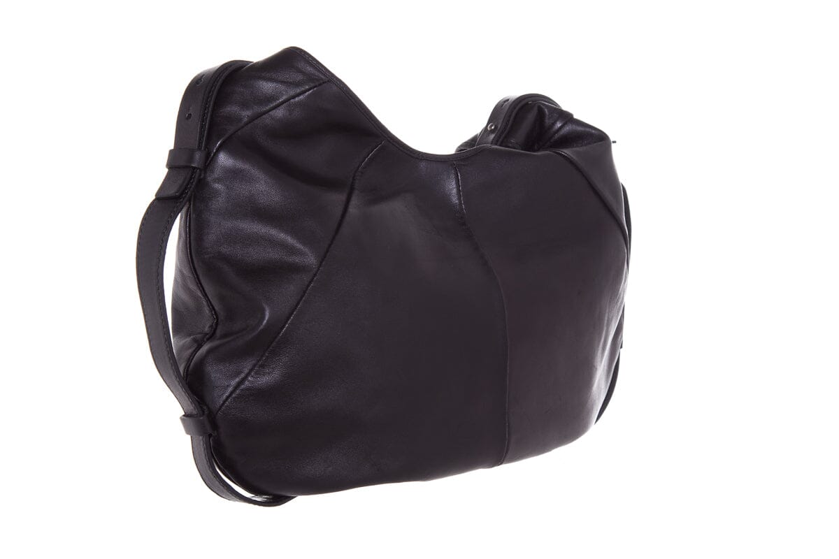 YSL Vintage Black Lambskin & Horn Handle Handbag