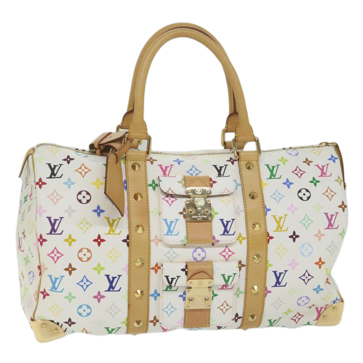 LOUIS VUITTON Monogram Multicolor Keepall 45 Boston Bag White M92641 63604A