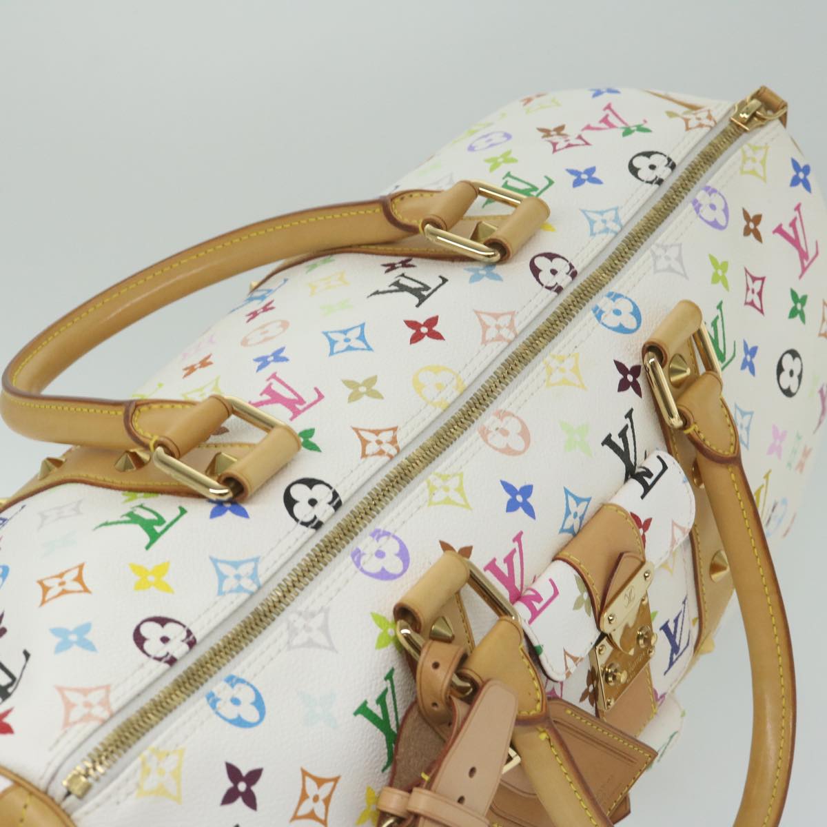 LOUIS VUITTON Monogram Multicolor Keepall 45 Boston Bag White M92641 63604A