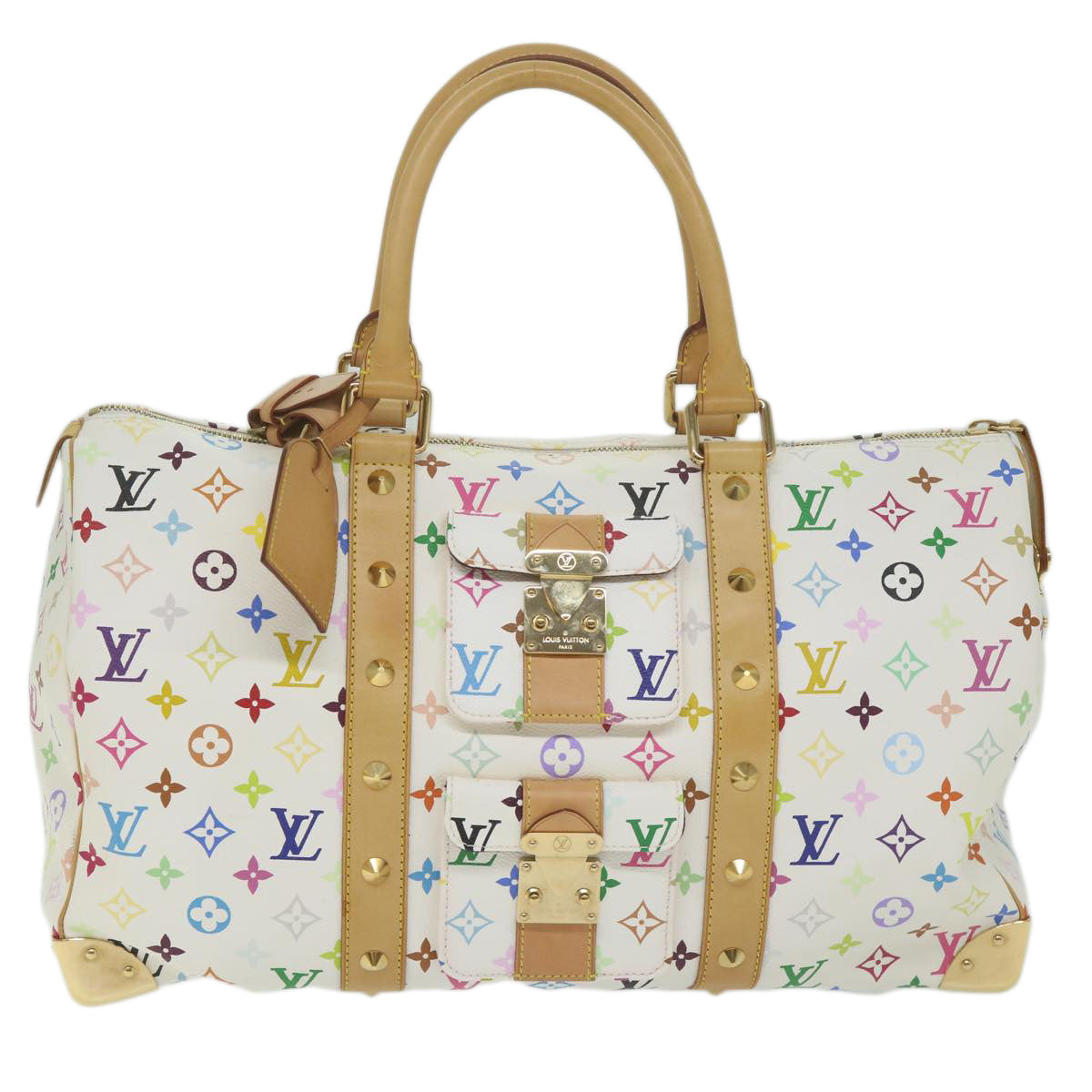 LOUIS VUITTON Monogram Multicolor Keepall 45 Boston Bag White M92641 63604A