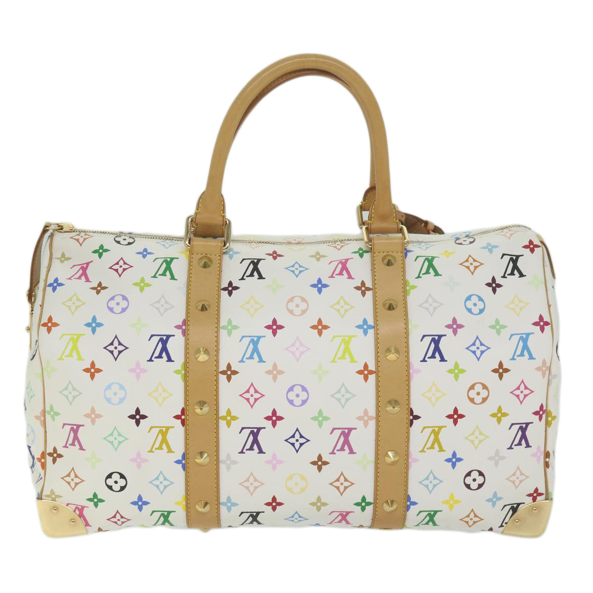 LOUIS VUITTON Monogram Multicolor Keepall 45 Boston Bag White M92641 63604A