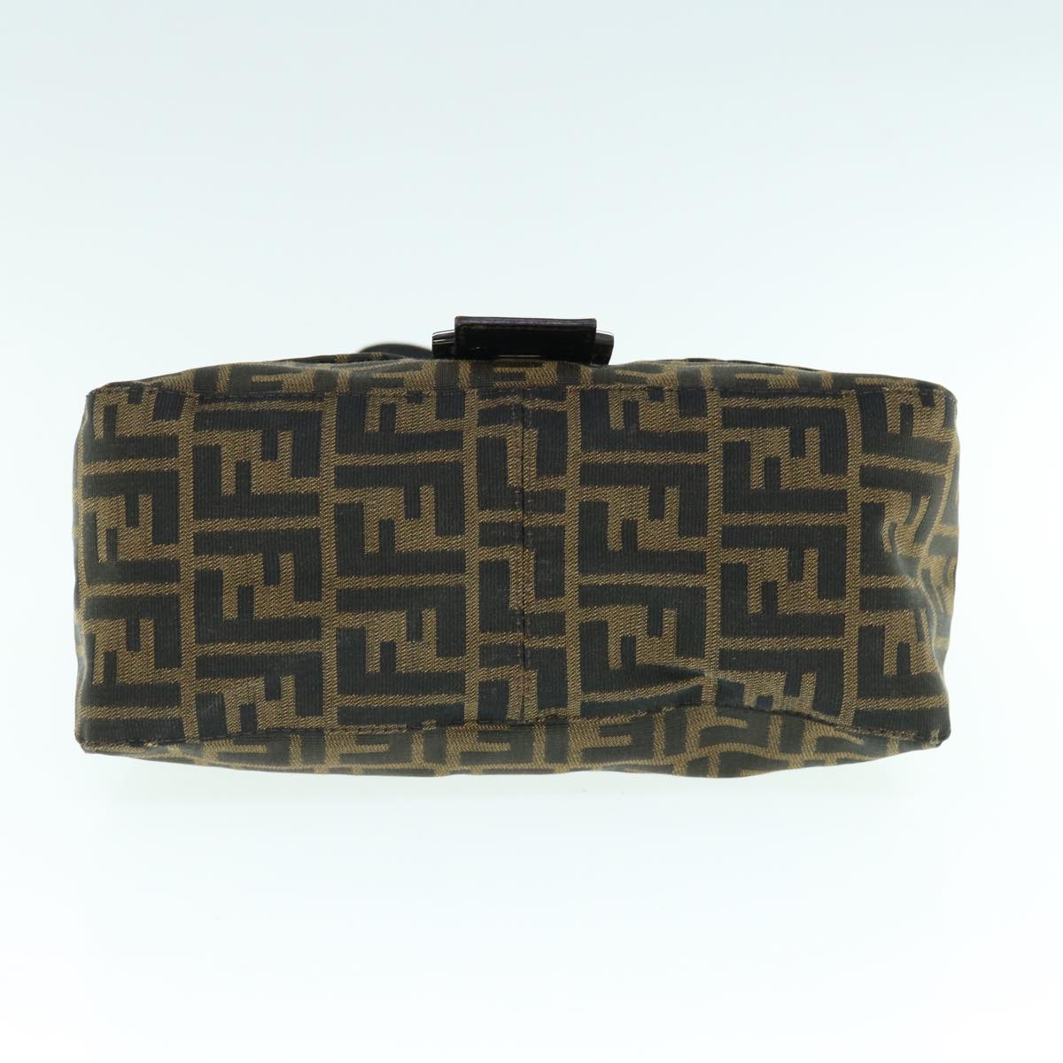 FENDI Zucca Canvas Mamma Baguette Shoulder Bag Black Brown 63693