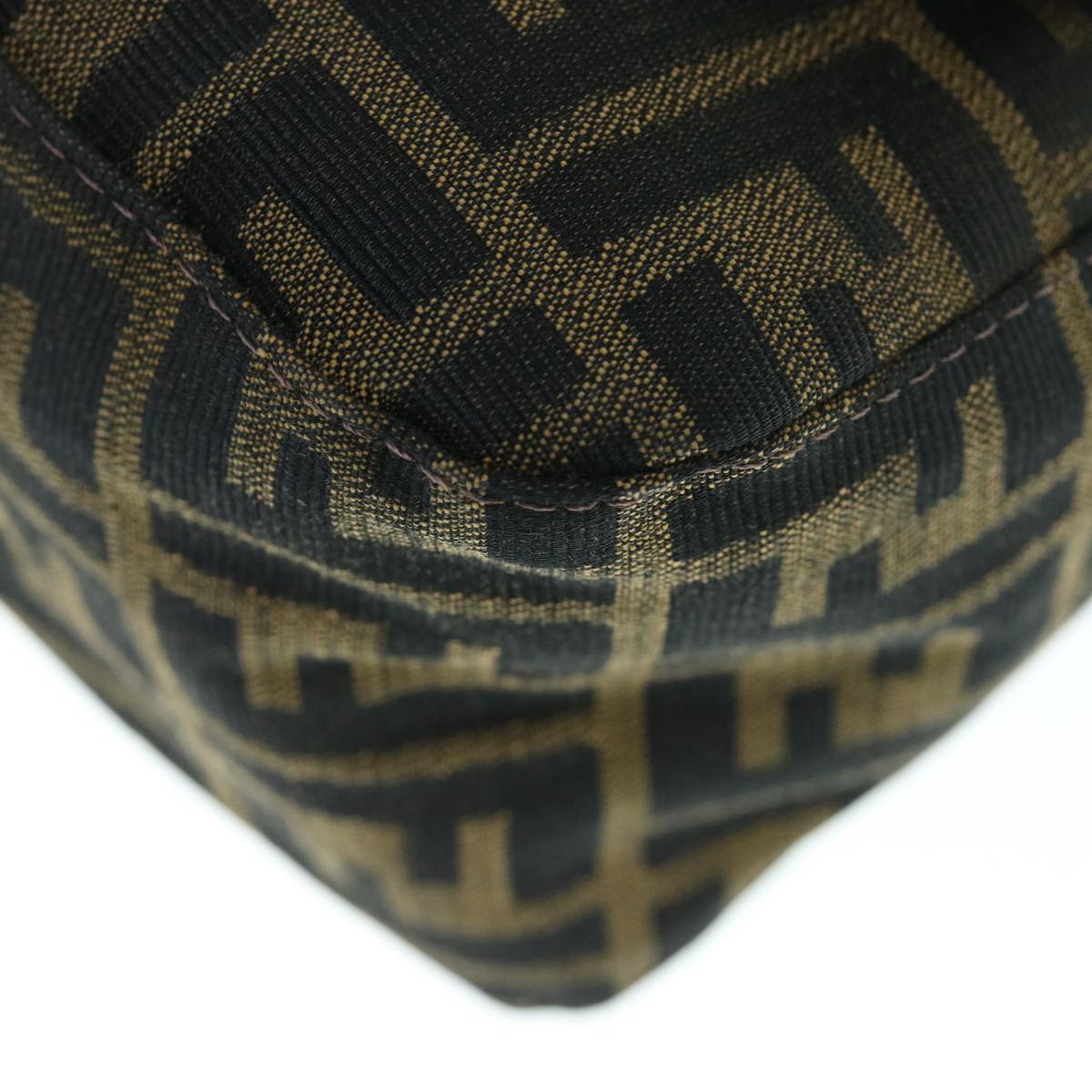 FENDI Zucca Canvas Mamma Baguette Shoulder Bag Black Brown 63693