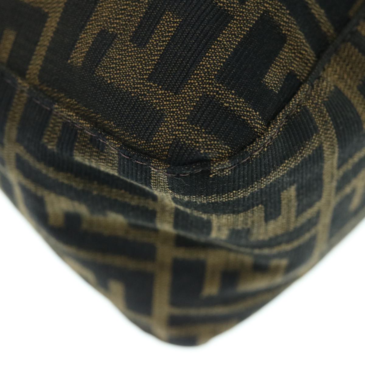 FENDI Zucca Canvas Mamma Baguette Shoulder Bag Black Brown 63693