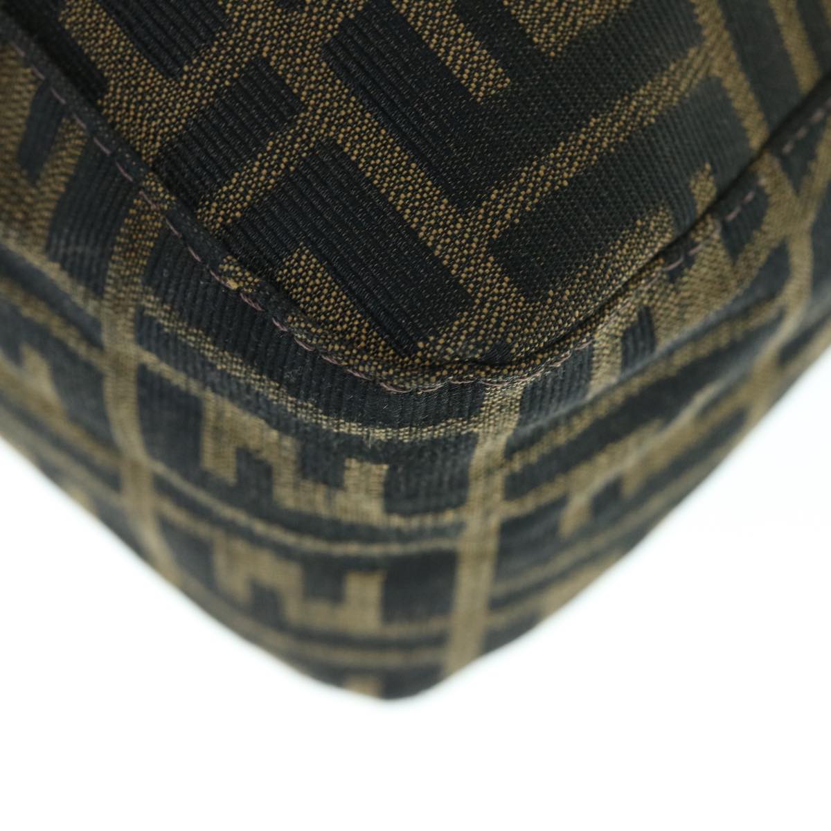 FENDI Zucca Canvas Mamma Baguette Shoulder Bag Black Brown 63693