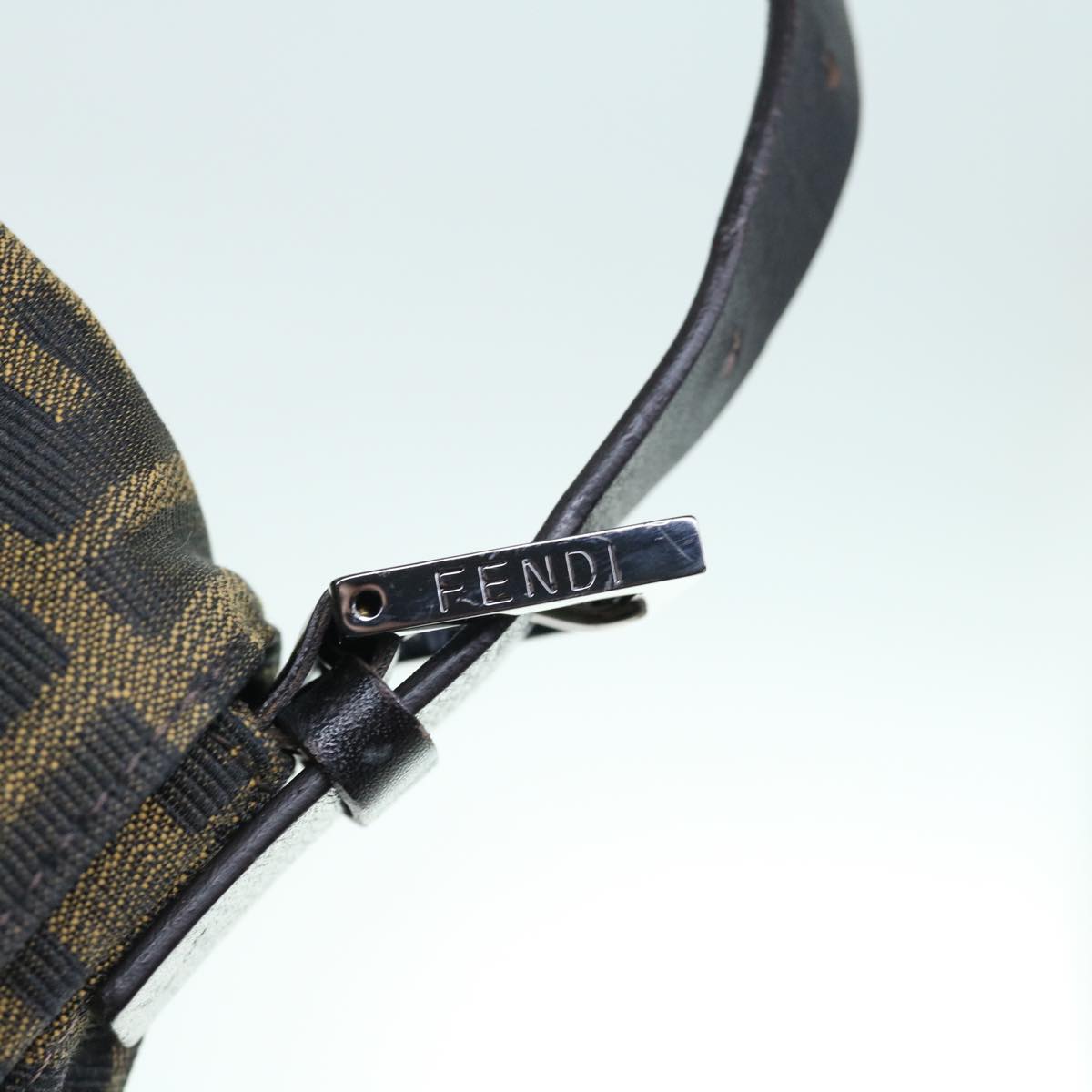 FENDI Zucca Canvas Mamma Baguette Shoulder Bag Black Brown 63693