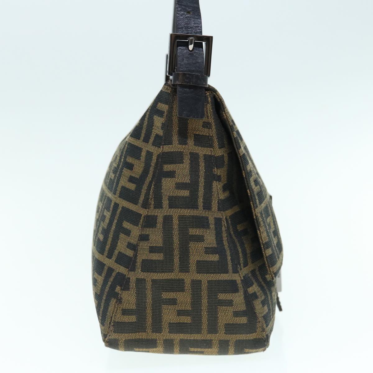 FENDI Zucca Canvas Mamma Baguette Shoulder Bag Black Brown 63693