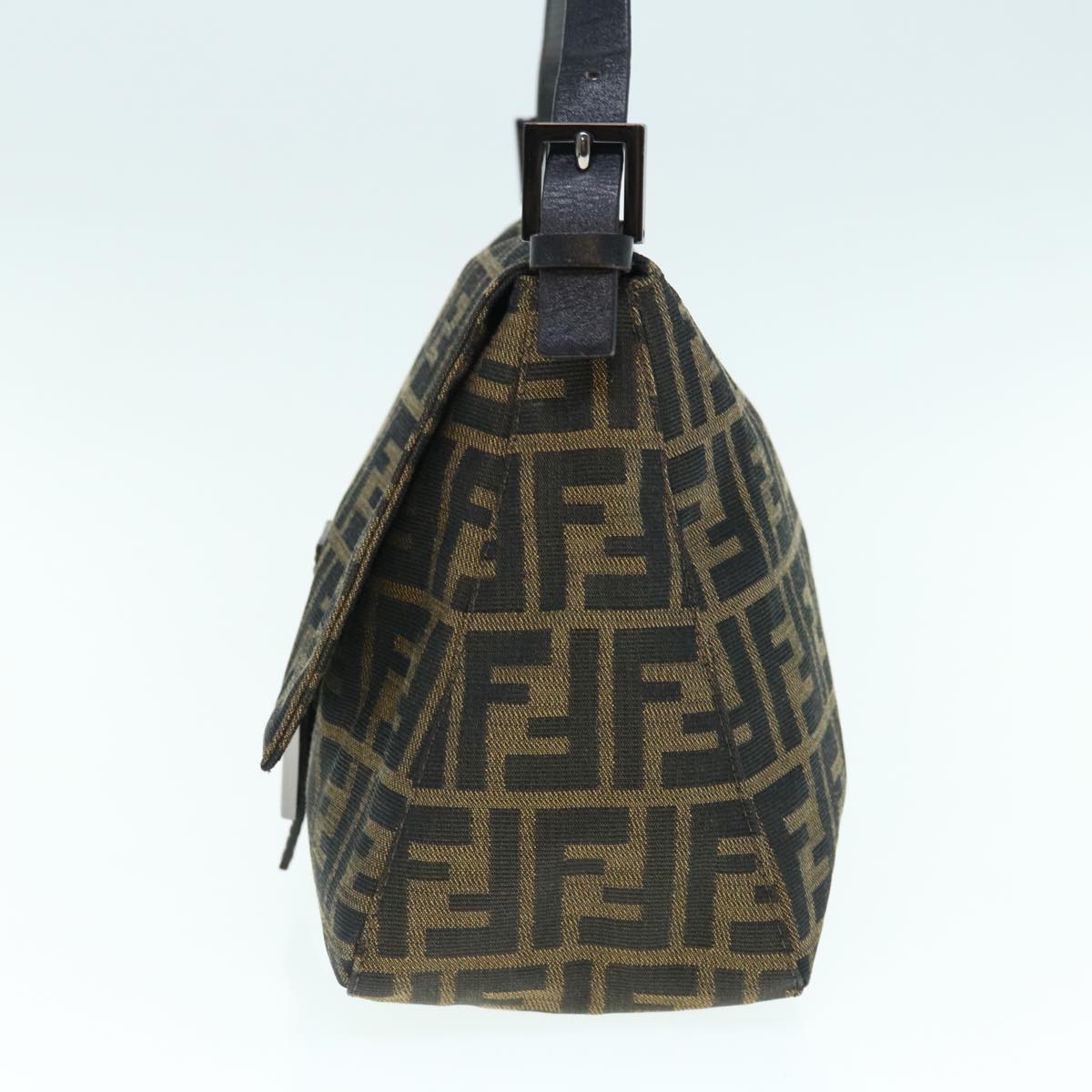 FENDI Zucca Canvas Mamma Baguette Shoulder Bag Black Brown 63693