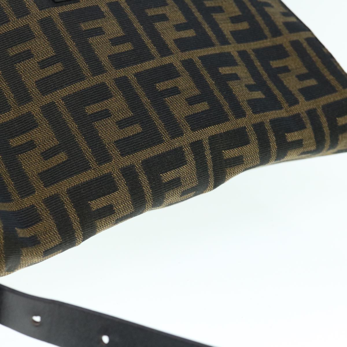 FENDI Zucca Canvas Mamma Baguette Shoulder Bag Black Brown 63693