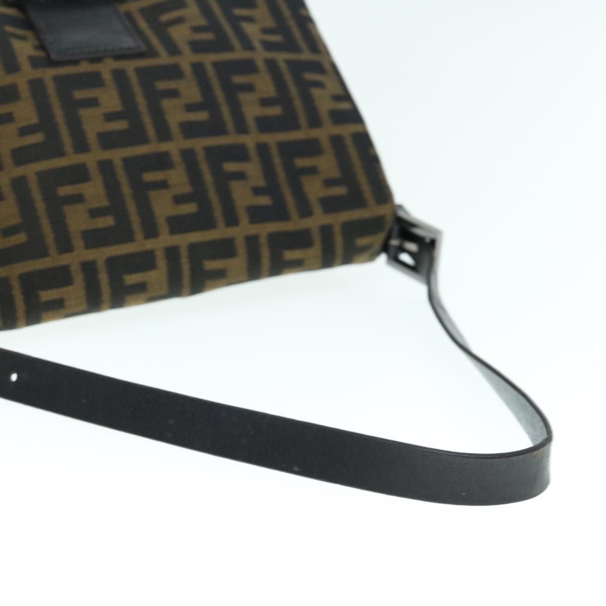 FENDI Zucca Canvas Mamma Baguette Shoulder Bag Black Brown 63693