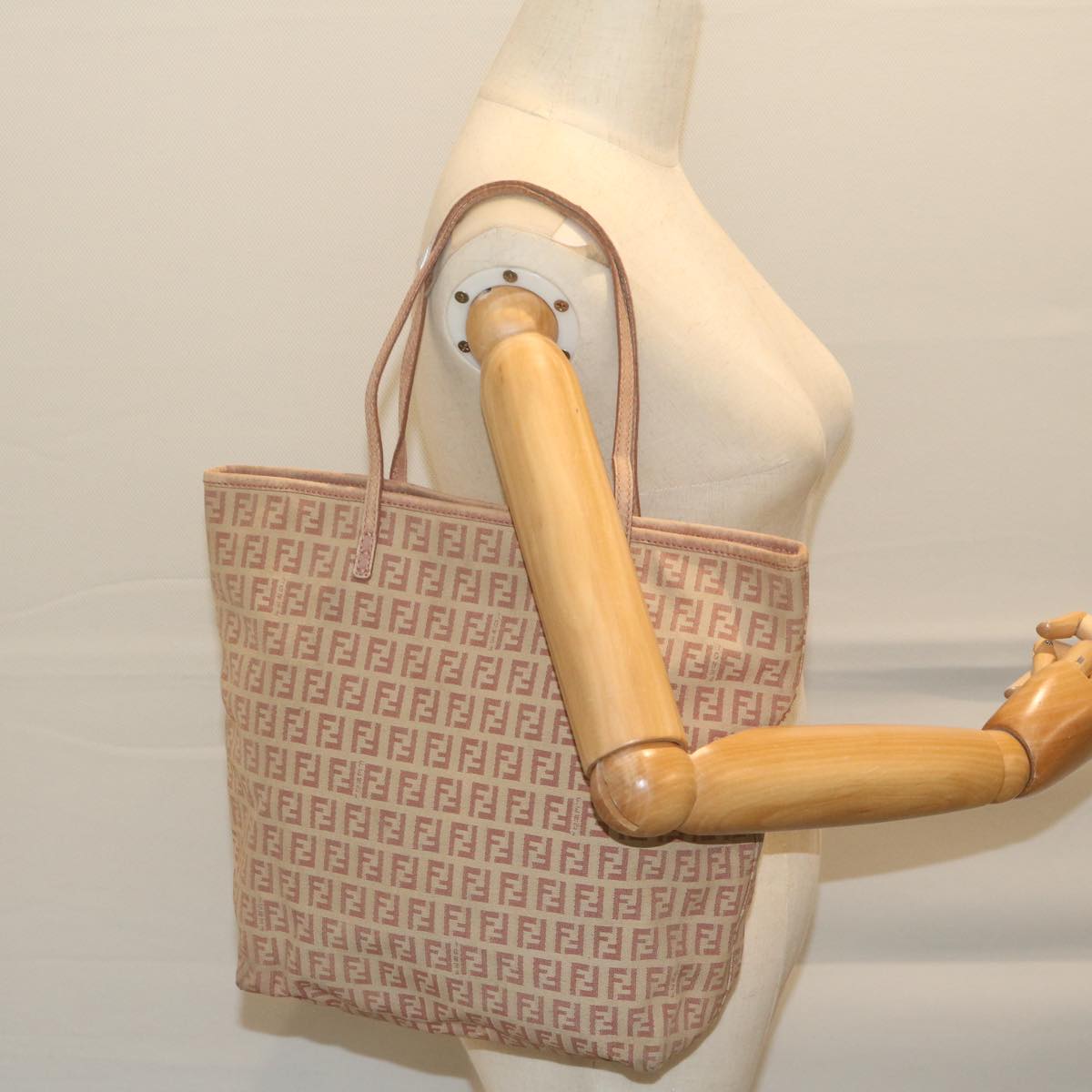FENDI Zucchino Canvas Tote Bag Pink 8BH073 63734