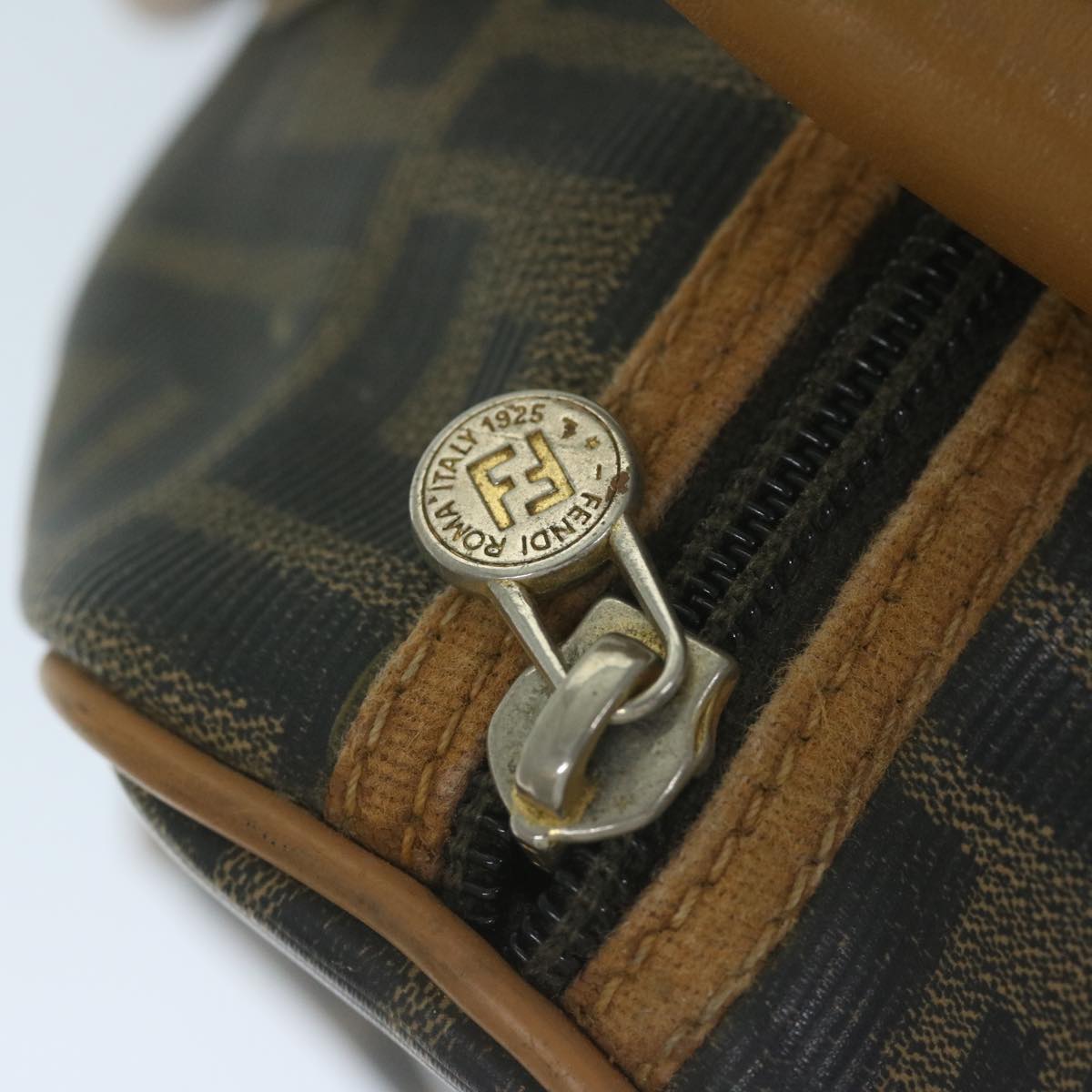 FENDI Zucca Canvas Hand Bag Black Brown 63796