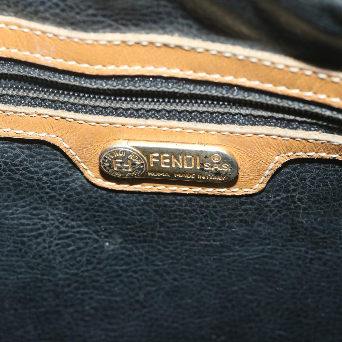 FENDI Zucca Canvas Hand Bag Black Brown 63796