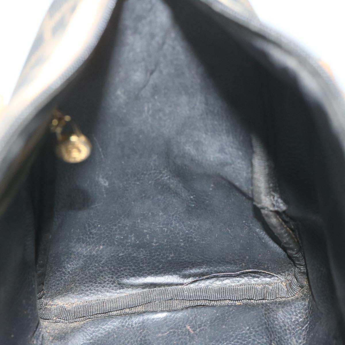 FENDI Zucca Canvas Hand Bag Black Brown 63796