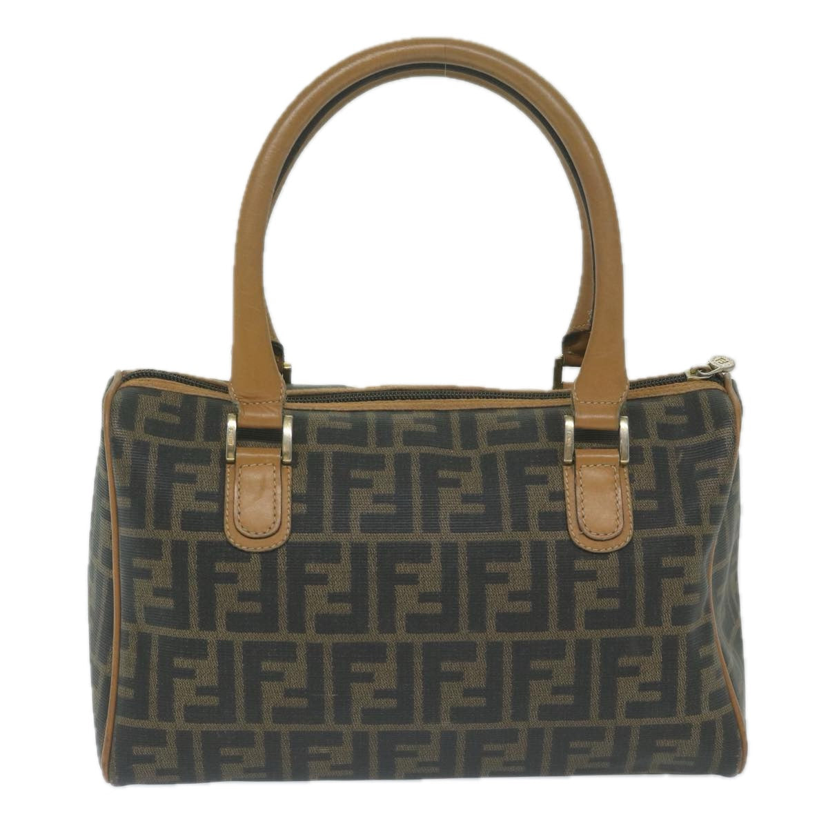 FENDI Zucca Canvas Hand Bag Black Brown 63796