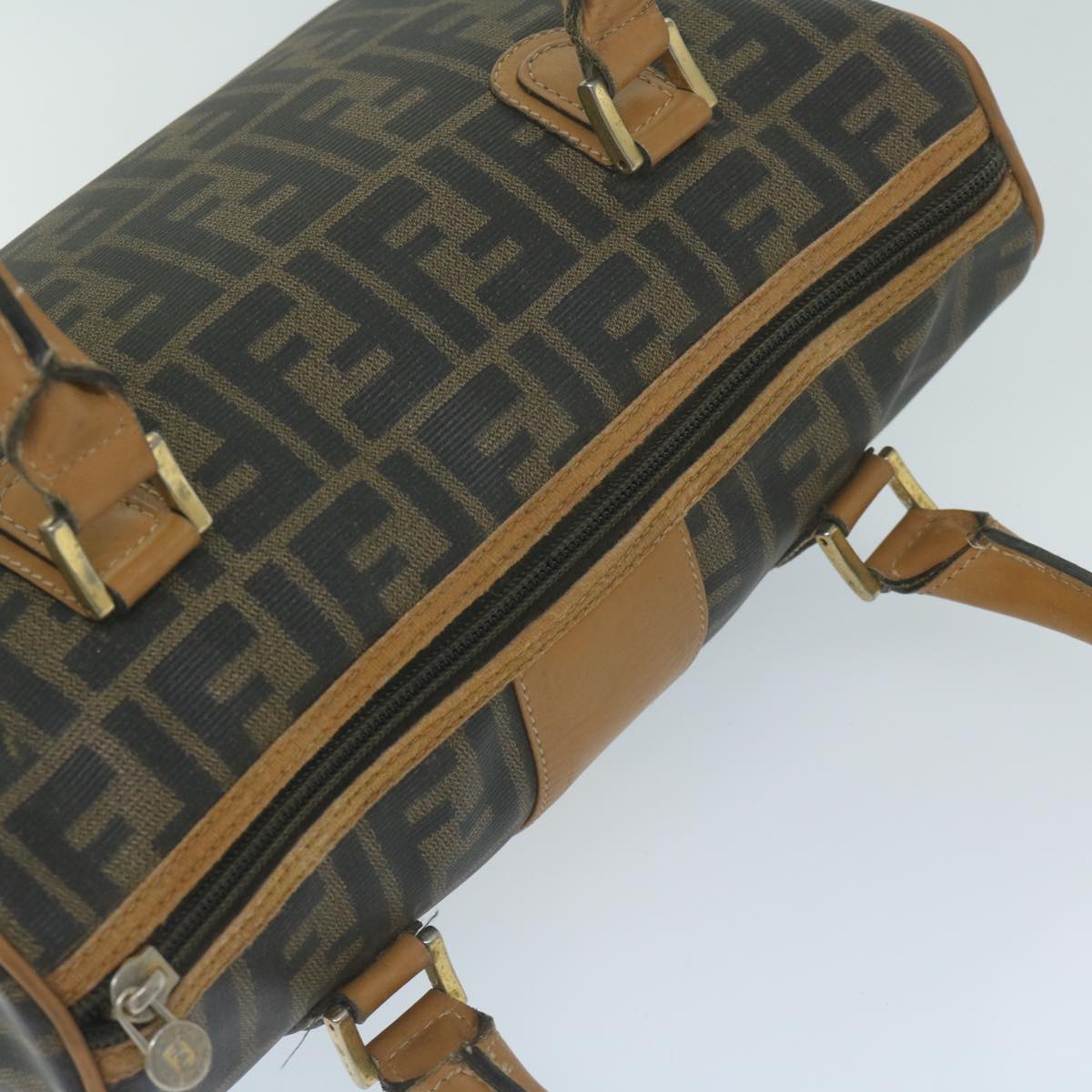 FENDI Zucca Canvas Hand Bag Black Brown 63796