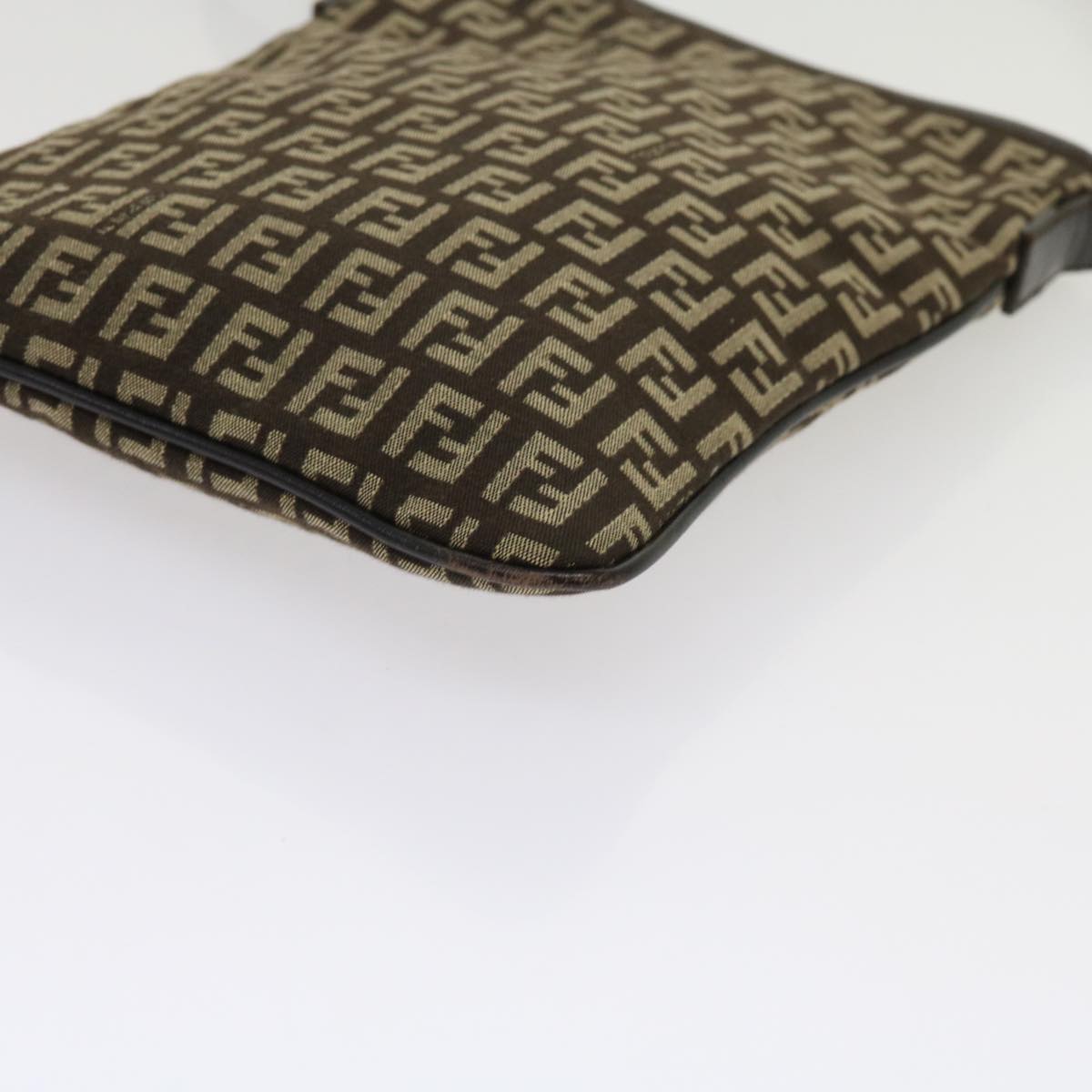FENDI Zucchino Canvas Shoulder Bag Brown 63817