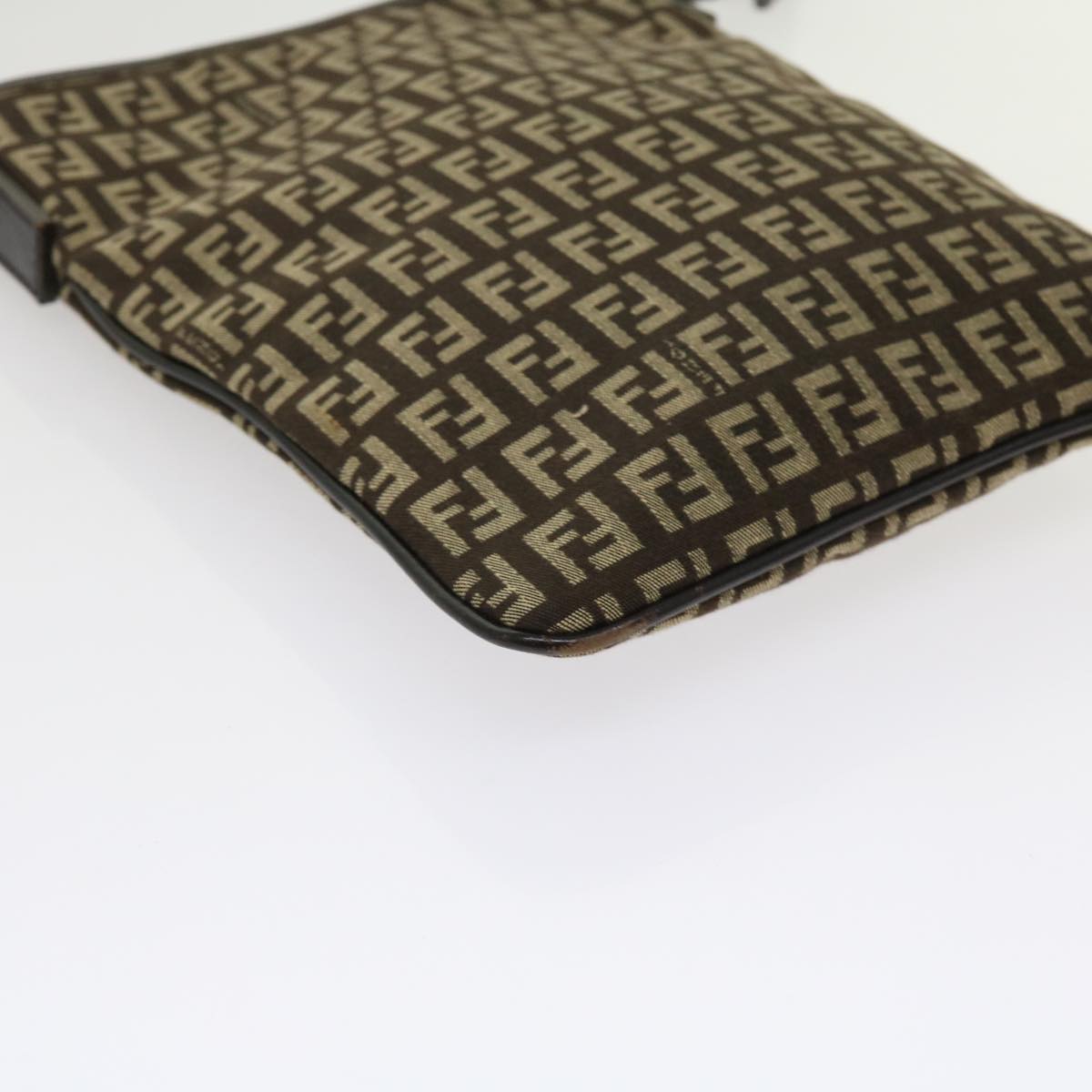 FENDI Zucchino Canvas Shoulder Bag Brown 63817