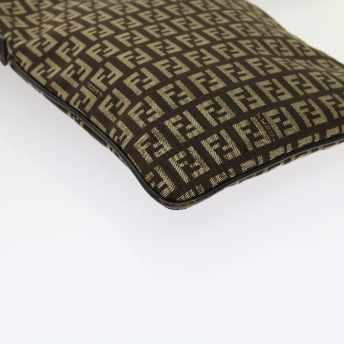 FENDI Zucchino Canvas Shoulder Bag Brown 63817