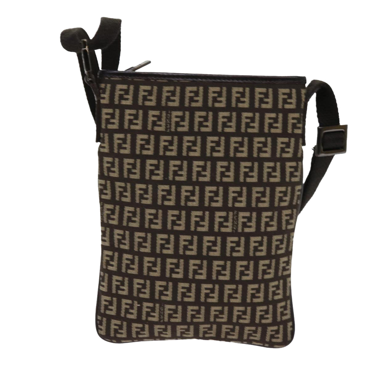 FENDI Zucchino Canvas Shoulder Bag Brown 63817