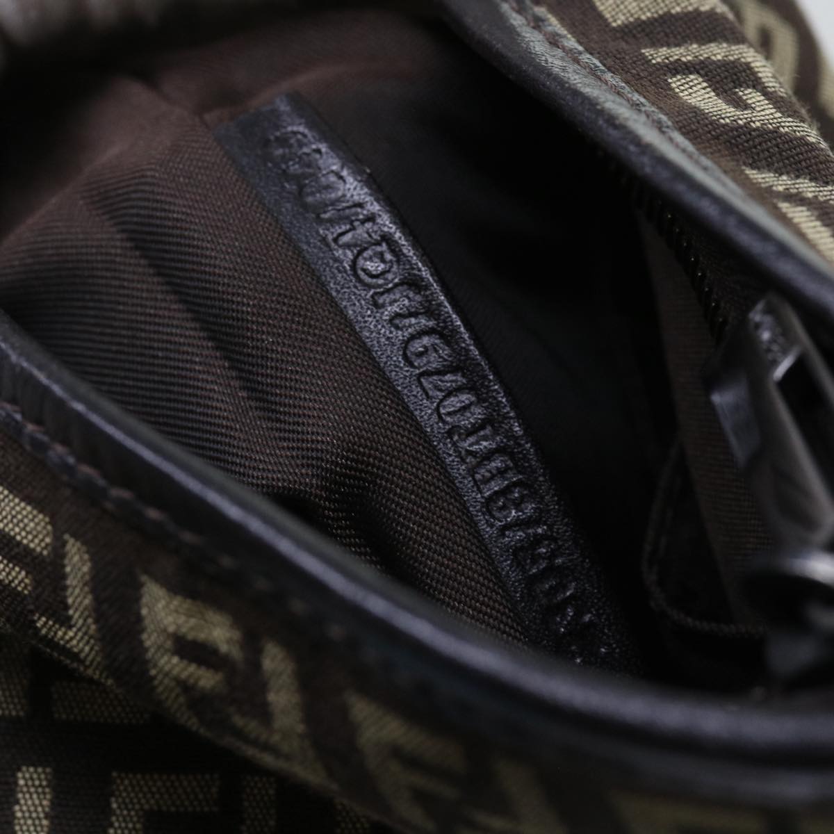FENDI Zucchino Canvas Shoulder Bag Brown 63817