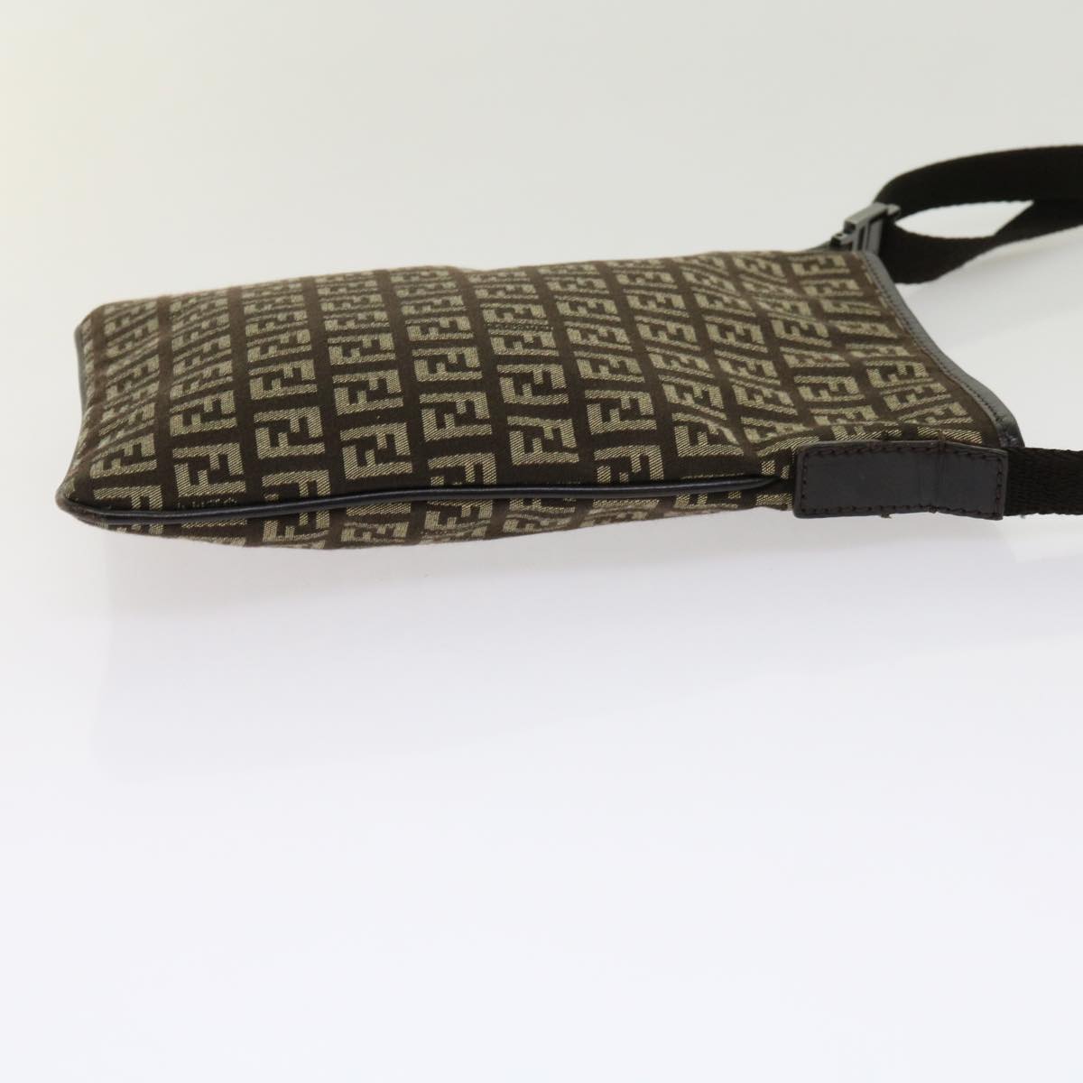 FENDI Zucchino Canvas Shoulder Bag Brown 63817