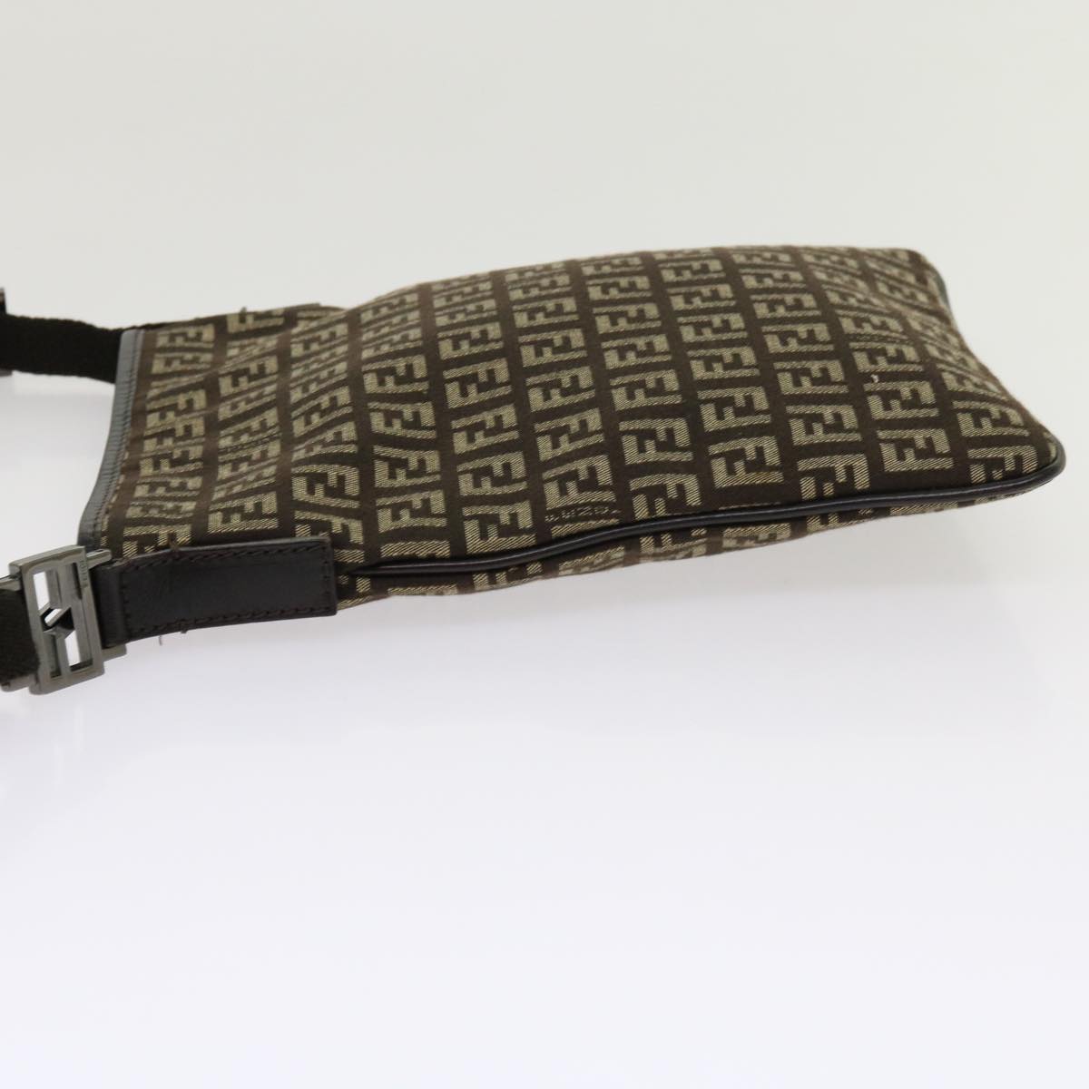 FENDI Zucchino Canvas Shoulder Bag Brown 63817