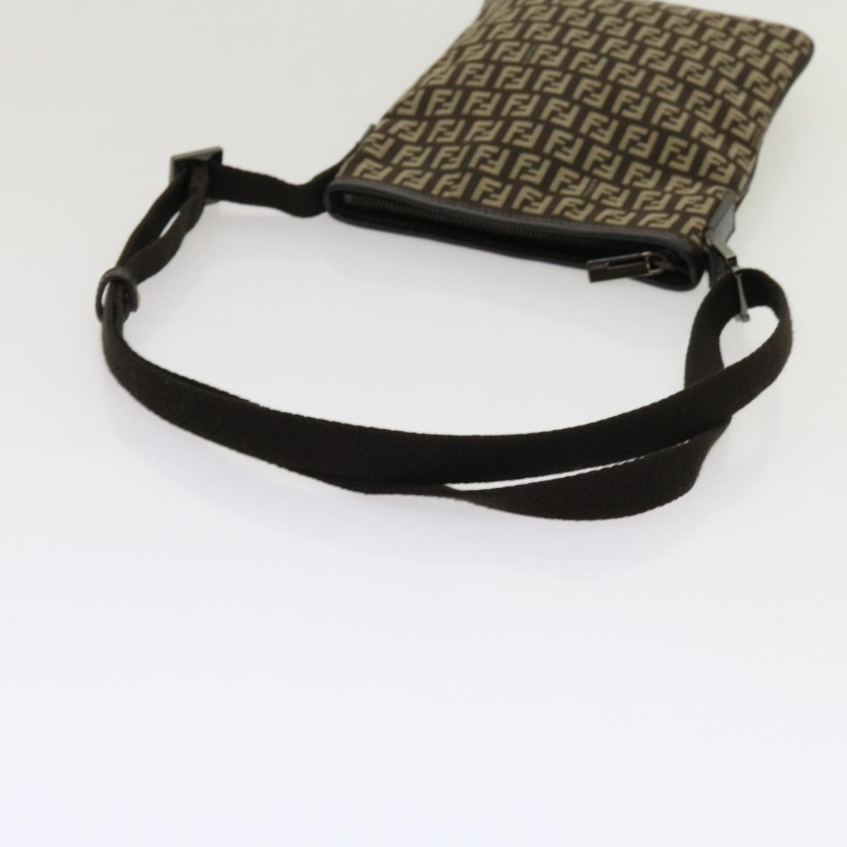FENDI Zucchino Canvas Shoulder Bag Brown 63817