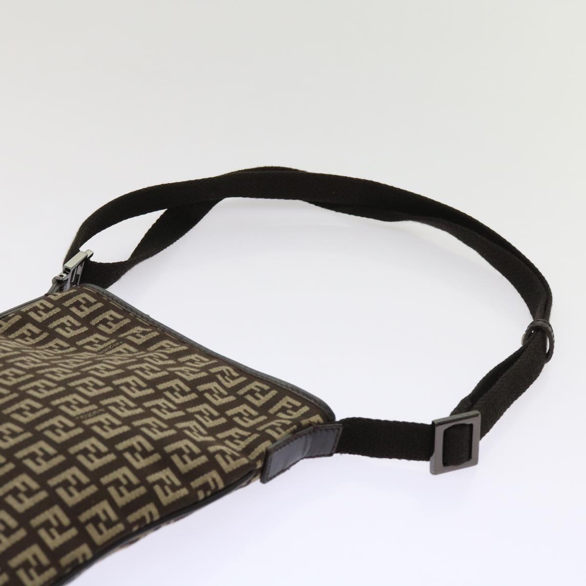 FENDI Zucchino Canvas Shoulder Bag Brown 63817
