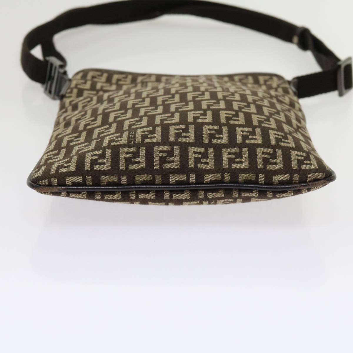 FENDI Zucchino Canvas Shoulder Bag Brown 63817