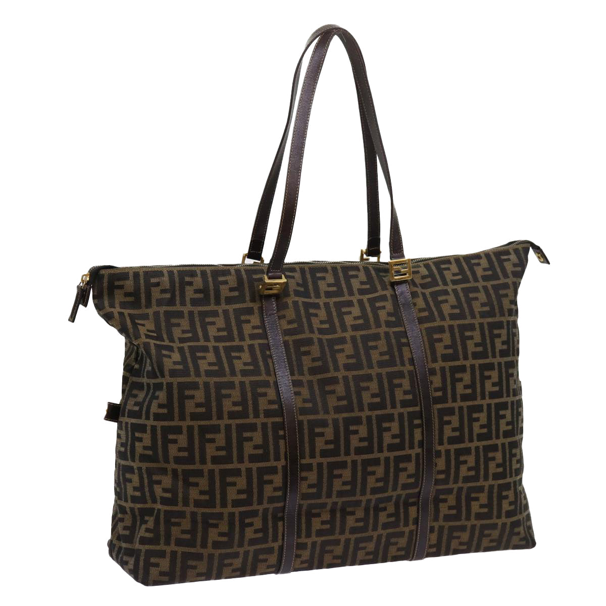 FENDI Zucca Canvas Shoulder Bag Black Brown 63819
