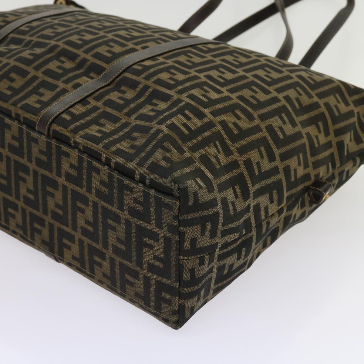 FENDI Zucca Canvas Shoulder Bag Black Brown 63819