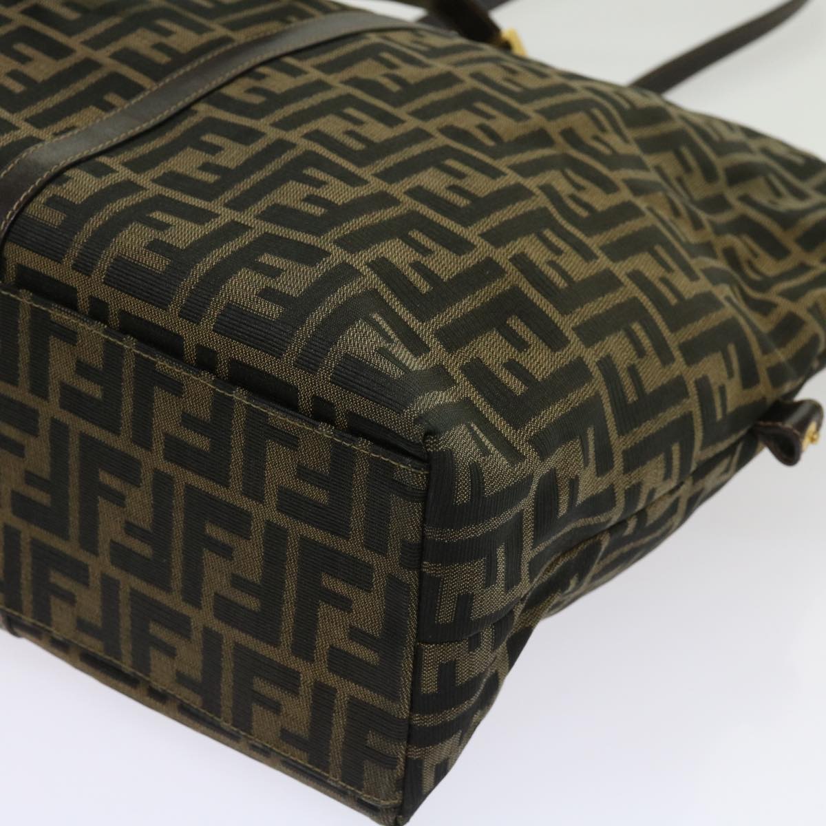 FENDI Zucca Canvas Shoulder Bag Black Brown 63819