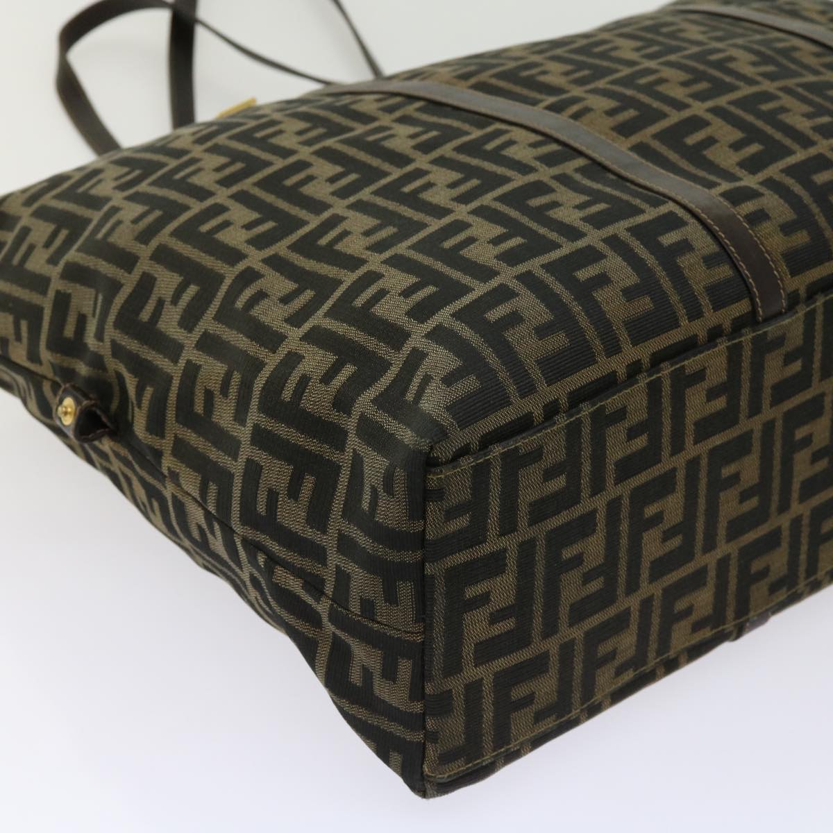 FENDI Zucca Canvas Shoulder Bag Black Brown 63819