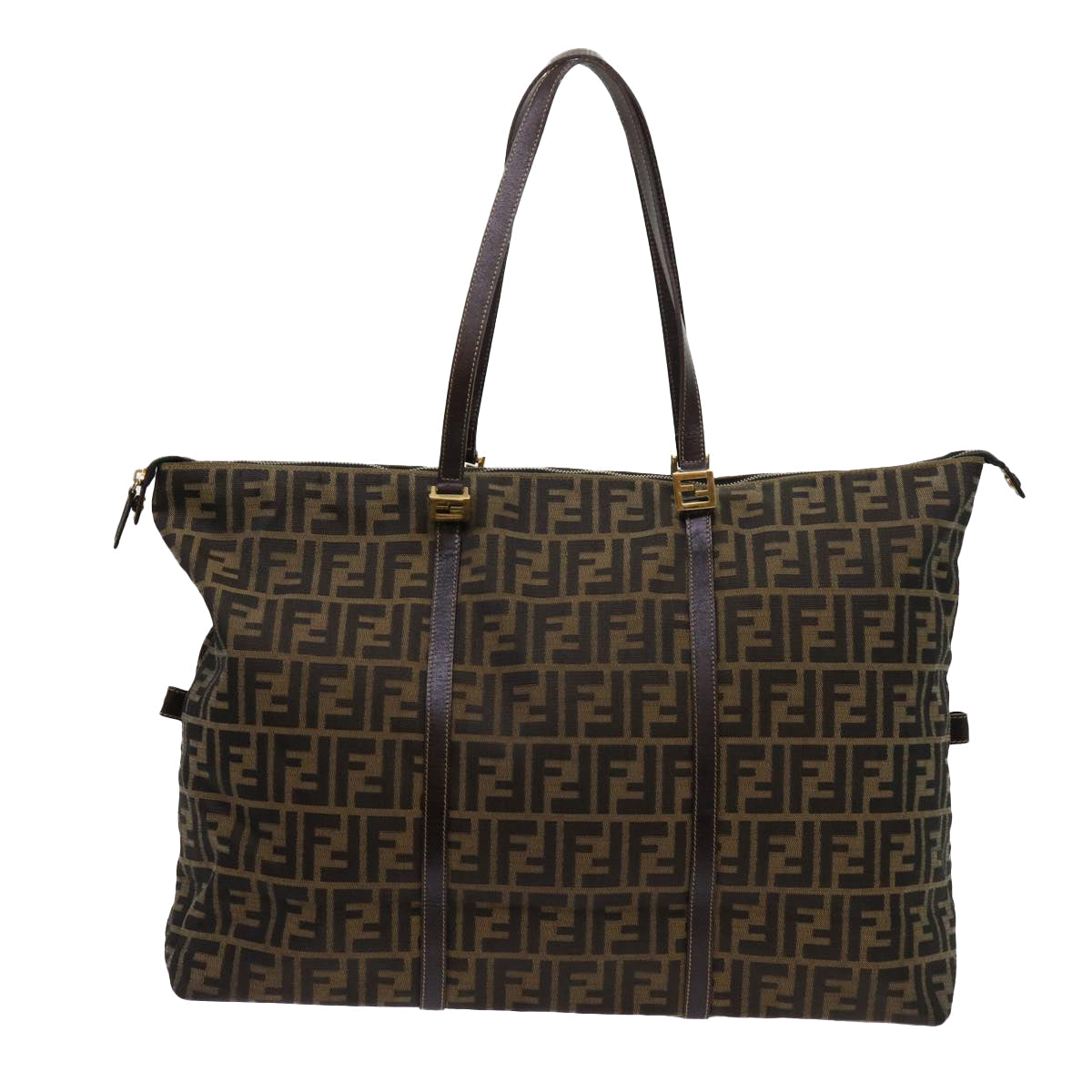 FENDI Zucca Canvas Shoulder Bag Black Brown 63819