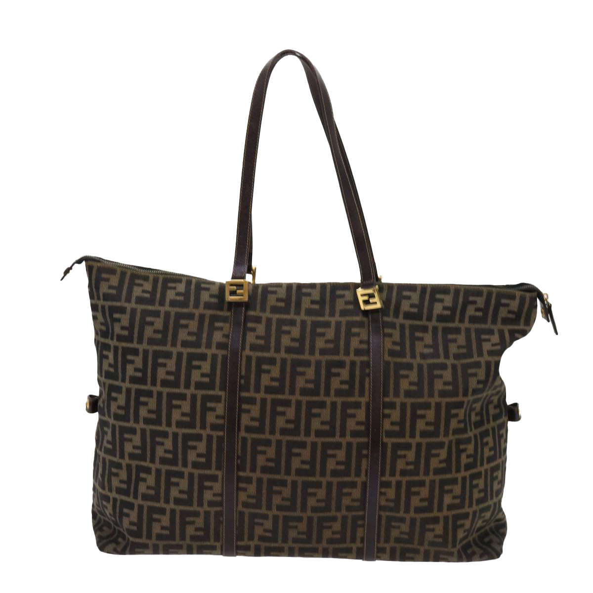 FENDI Zucca Canvas Shoulder Bag Black Brown 63819
